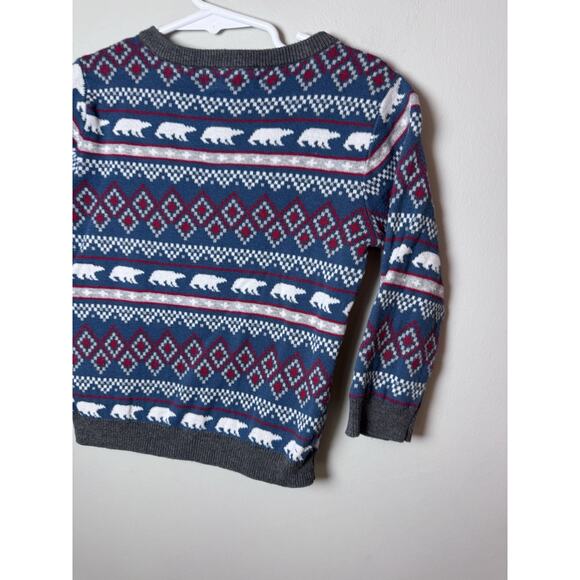 Hatley Gray Fair Isle Winter Bear Sweater Boys Pull Over Sz 3T - Picture 8 of 9